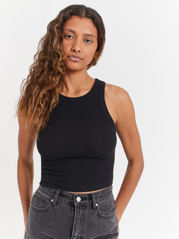 Adelaide Sheer Tank Top in Black - Glue Store