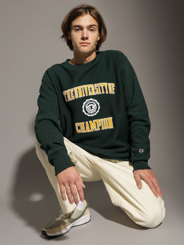 Green champion crewneck on sale sweatshirt