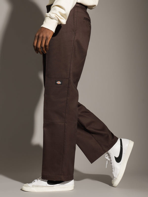 85-283 Loose Fit Double Knee Pants in Brown - Glue Store