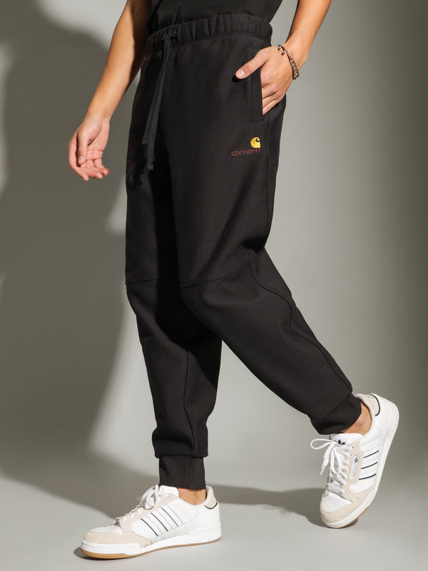 American Script Jogging Pants in Black - Glue Store