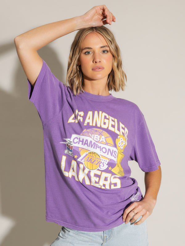 LA Lakers Vintage Championship T-Shirt in Faded Purple - Glue Store