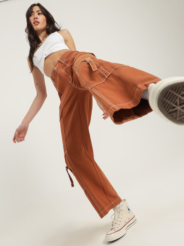 Bianca Low Rise Cargo Pants in Sand Tan - Glue Store
