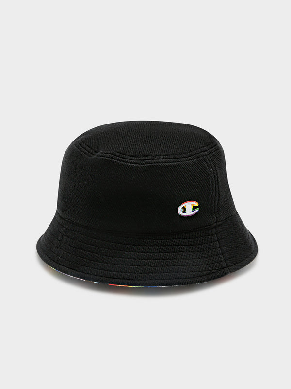 Reversible Pride Bucket Hat in Black & Rainbow - Glue Store