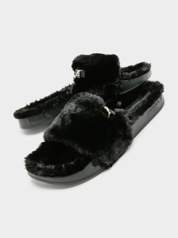 Puma slides sale black fur