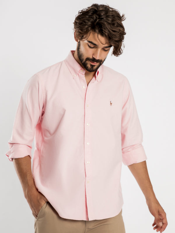 Standard Fit Oxford Sport Shirt in Pink - Glue Store