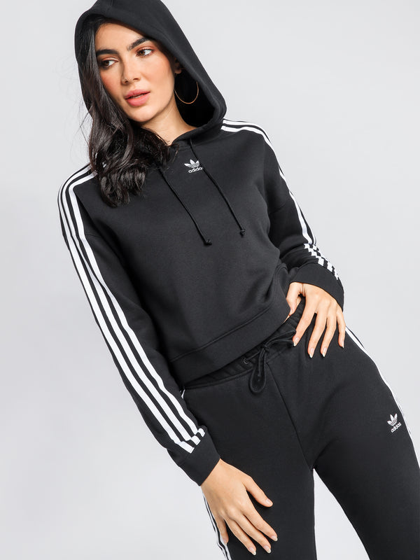 Adidas Cropped Hoodie in Black Black Glue Store