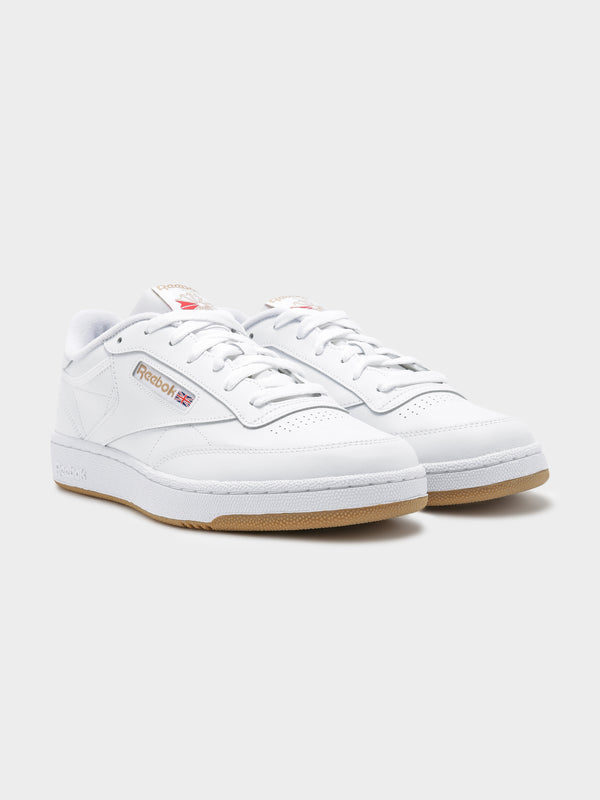 Unisex Club C 85 Sneakers in White & Grey Leather - Glue Store