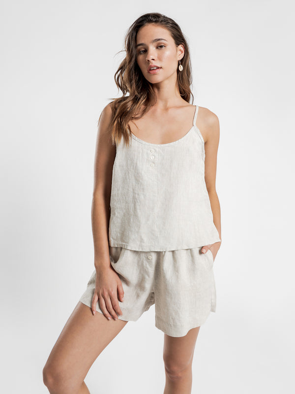 Shop Nude Linen Lounge Cami in Natural