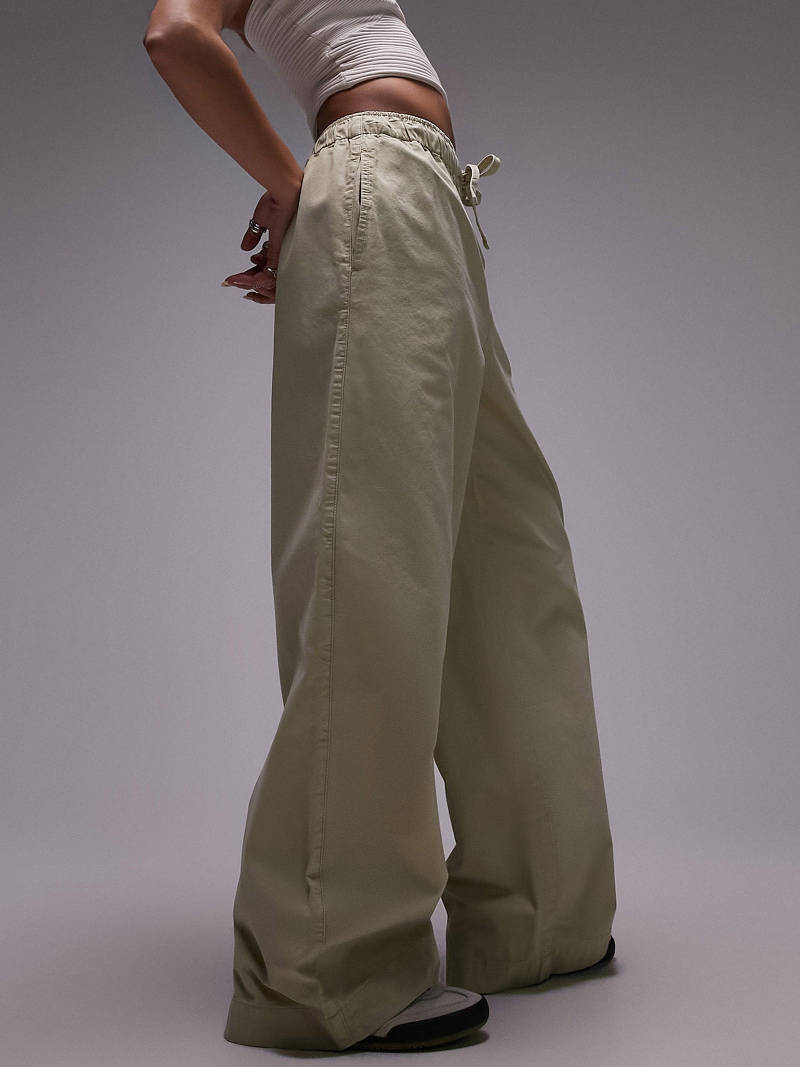 Casual Draw Cord Waist Straight Leg Trouser