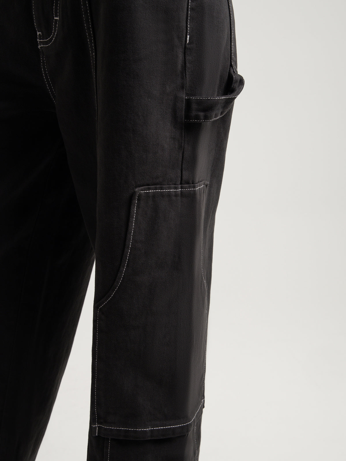 Beyond Her Delta Mid Rise Cargo Pants in Charcoal | Charcoal