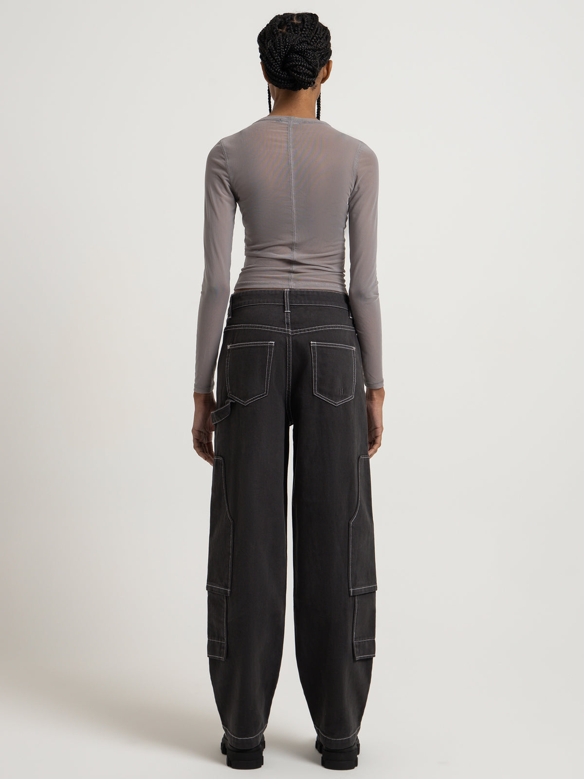 Beyond Her Delta Mid Rise Cargo Pants in Charcoal | Charcoal