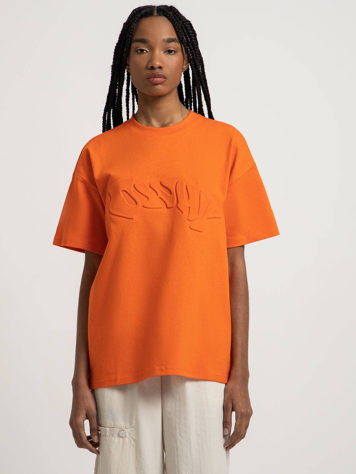 OWWY Embossed Owwy T-Shirt in Pepper Orange | Pepper