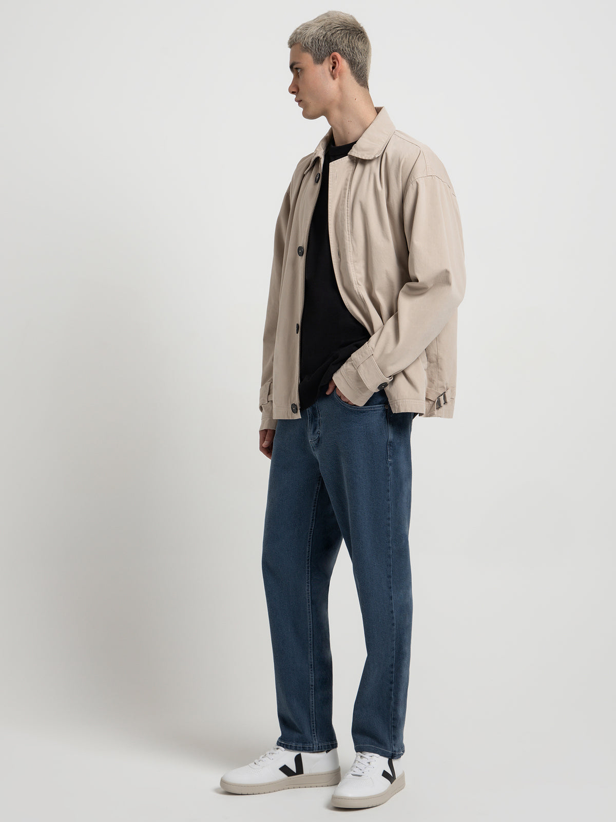 Article One Harlow Zip Jacket in Stone | Stone