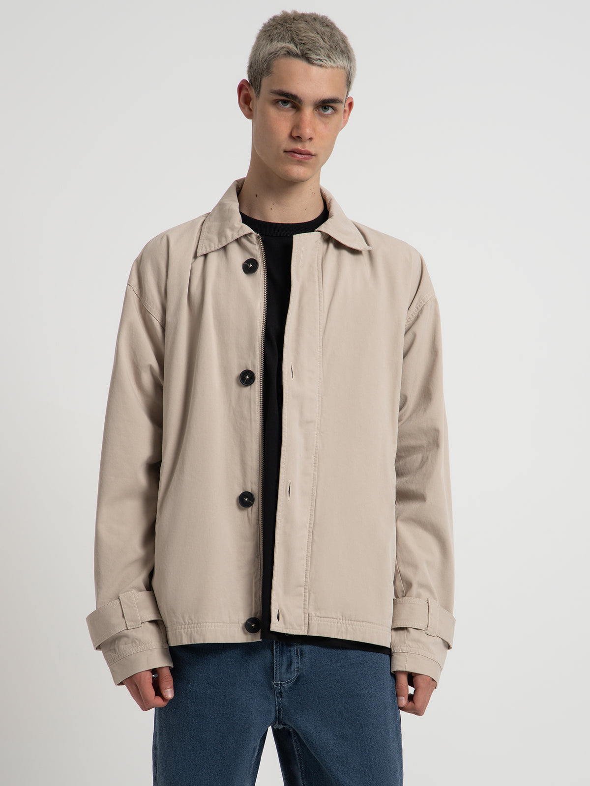 Article One Harlow Zip Jacket in Stone | Stone