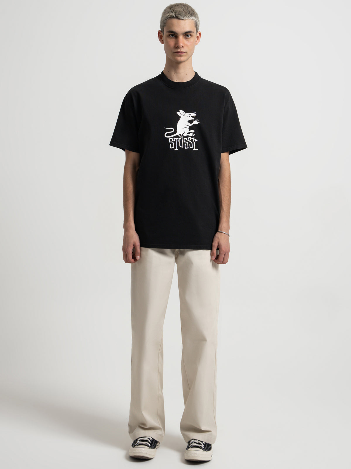 Stussy Rat 50/50 Heavyweight T-Shirt in Pigment Black | Black