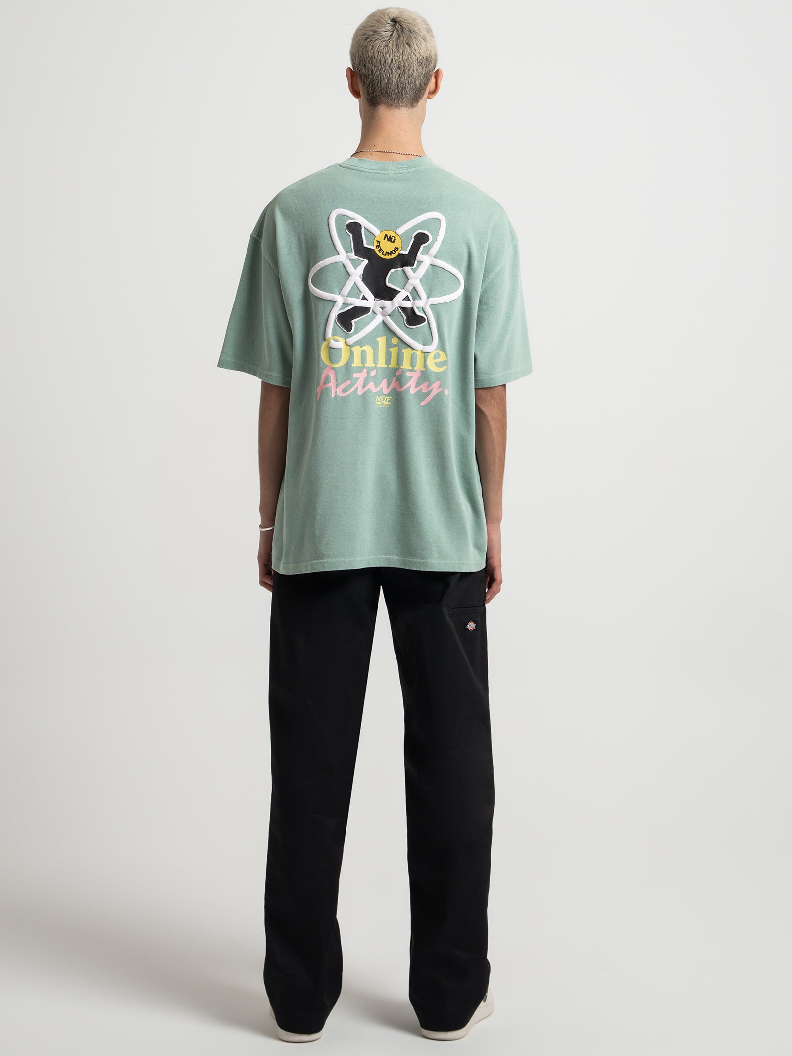 Online Activity T-Shirt in Sage Green Overdye - Glue Store