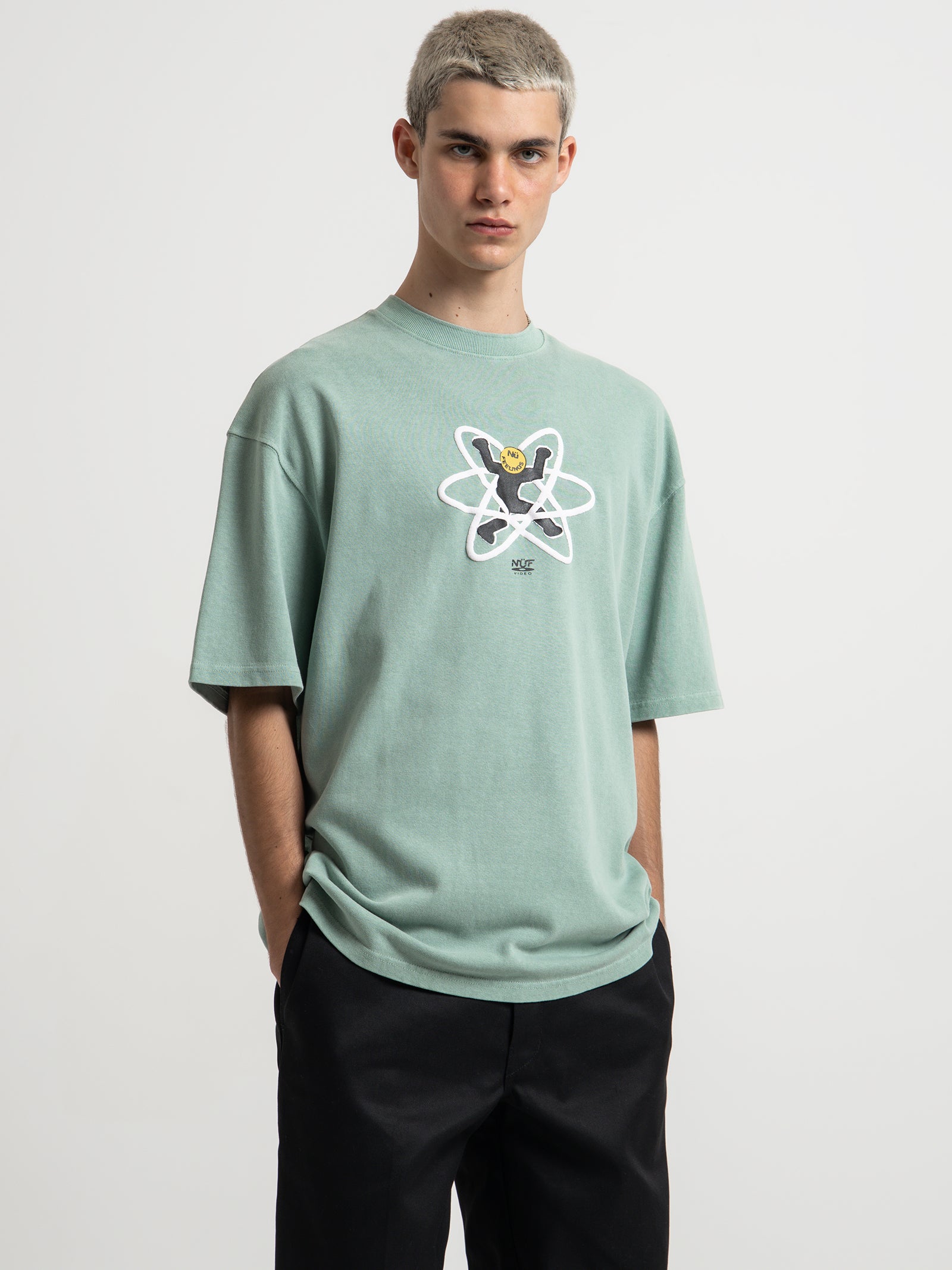 Online Activity T-Shirt in Sage Green Overdye - Glue Store