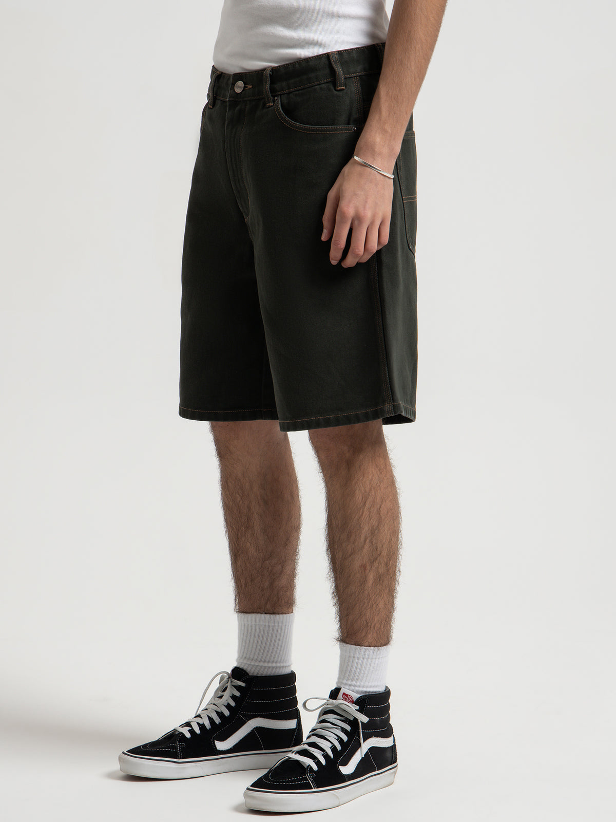 Worship Lounger Denim Shorts in Jungle Black | Dark Jungle Green