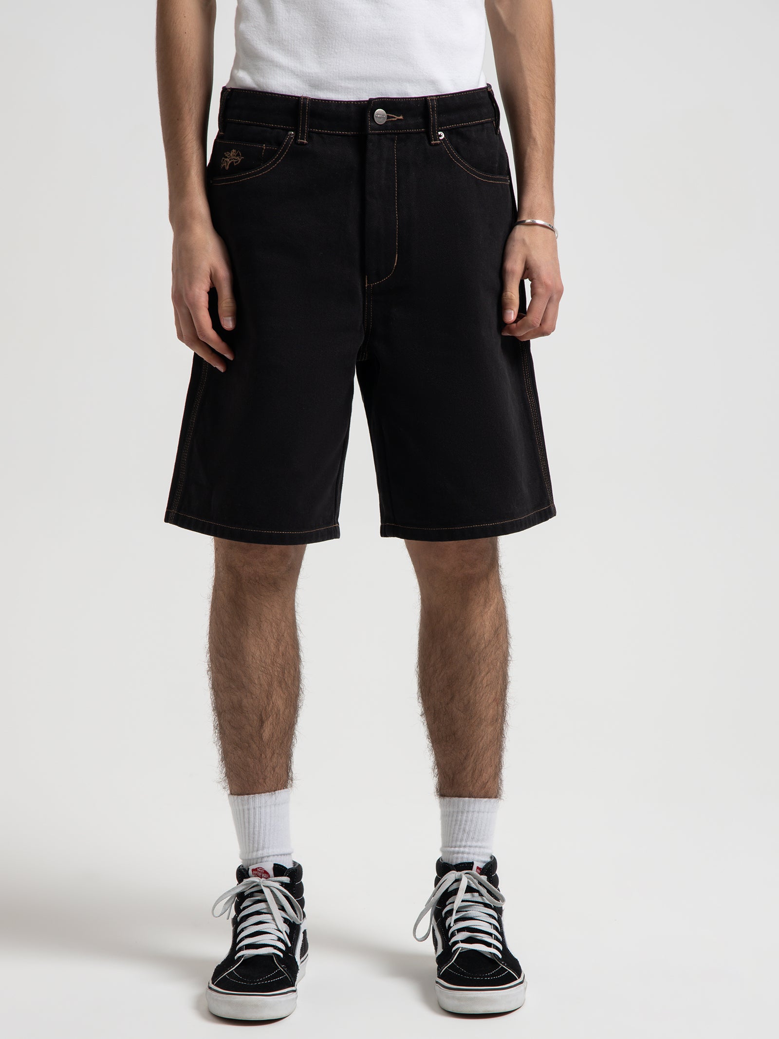 Worship Lounger Denim Shorts in Black Black | Glue Store