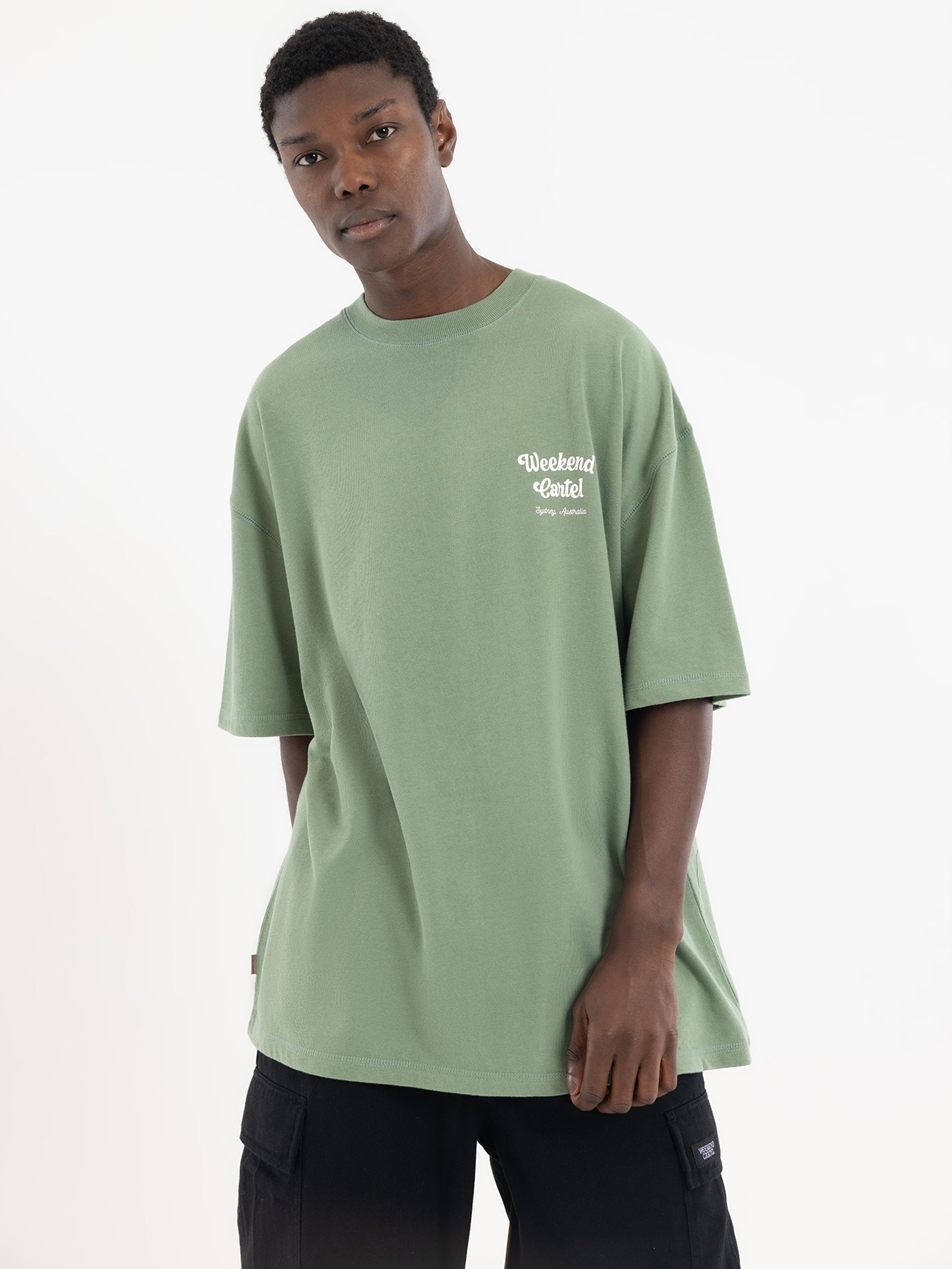 Weekend cartel Core Scripted Short Sleeve T-Shirt Sage | Glue Store