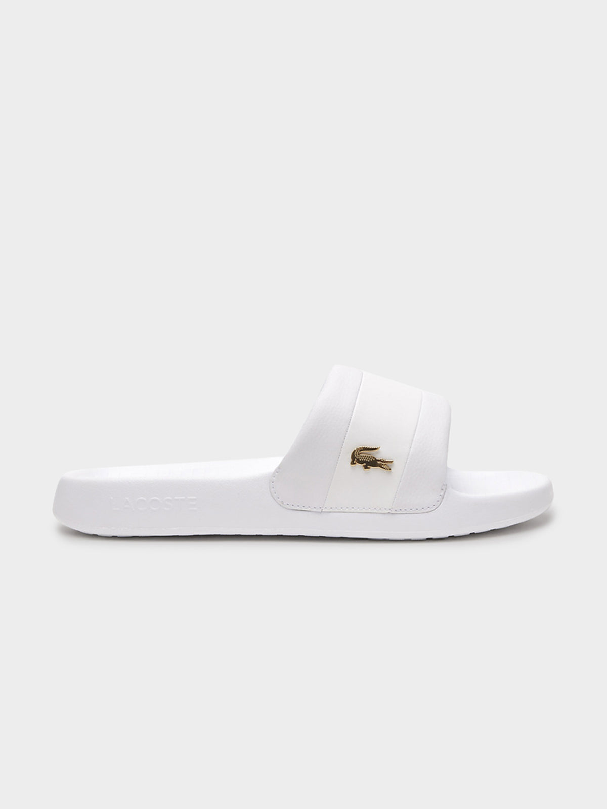 Lacoste Mens Serve Slide Hybrid Slides in White | WHITE