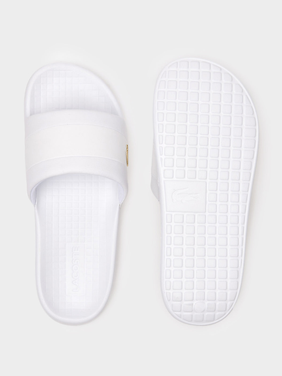 Lacoste Mens Serve Slide Hybrid Slides in White | WHITE