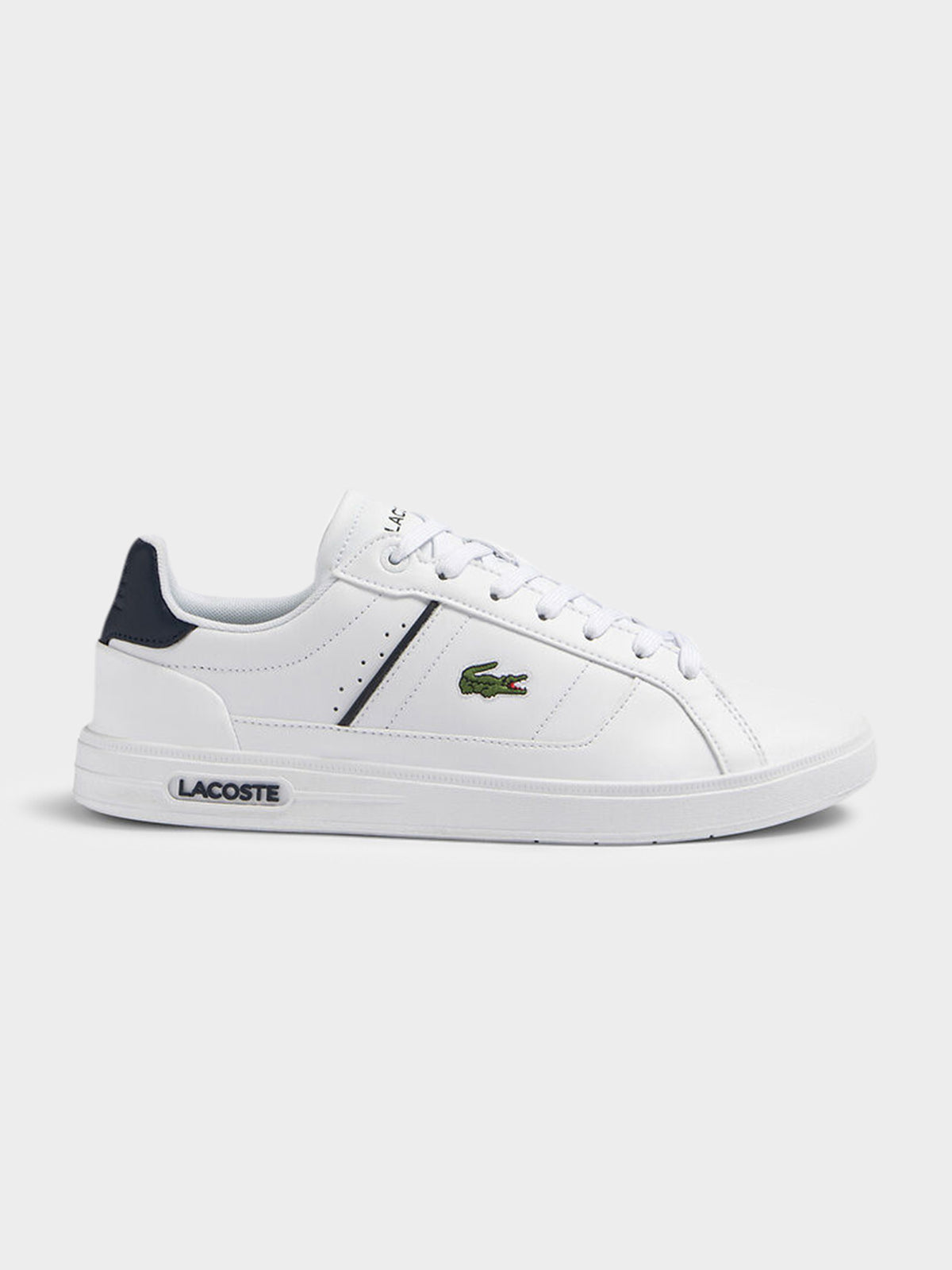 Lacoste Mens Europa Pro Sneakers in White & Navy | WHITE/NAVY