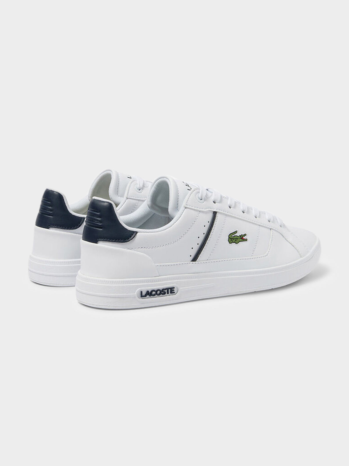 Lacoste Mens Europa Pro Sneakers in White & Navy | WHITE/NAVY