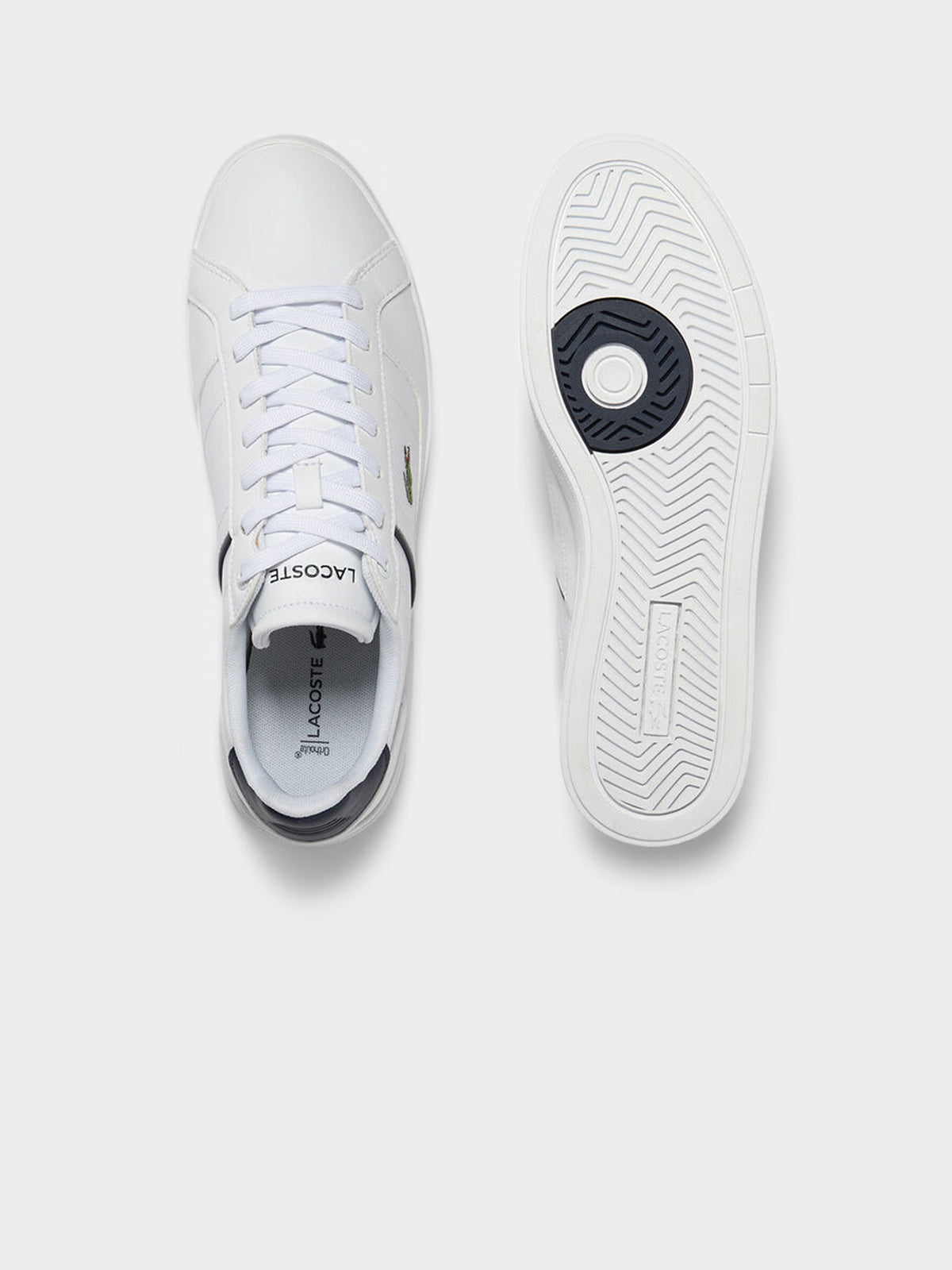 Lacoste Mens Europa Pro Sneakers in White & Navy | WHITE/NAVY