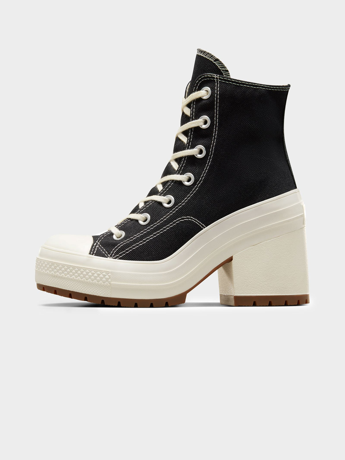 Converse Womens Chuck Taylor 70 De Luxe Heel Sneakers | Black/White/Egret