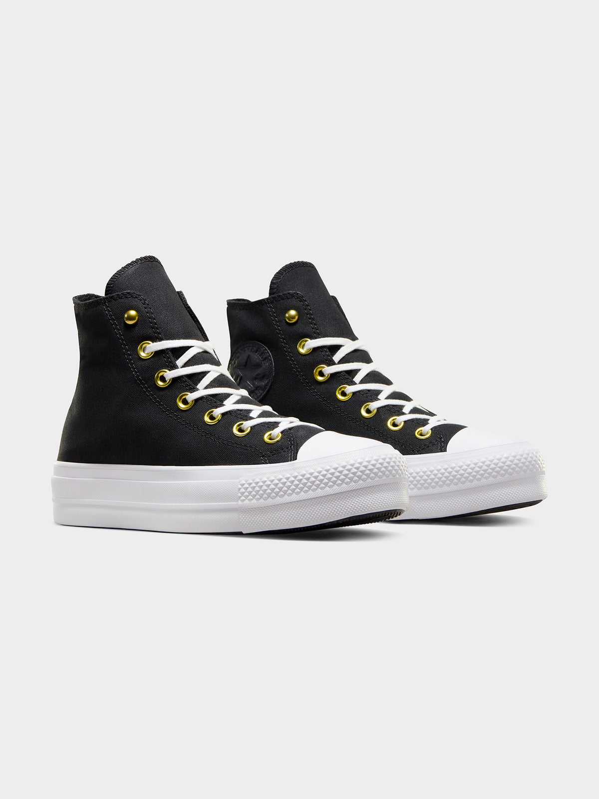 Converse Womens Chuck Taylor All Star Lift Star Studded High Top Sneakers in Black & White | Black White