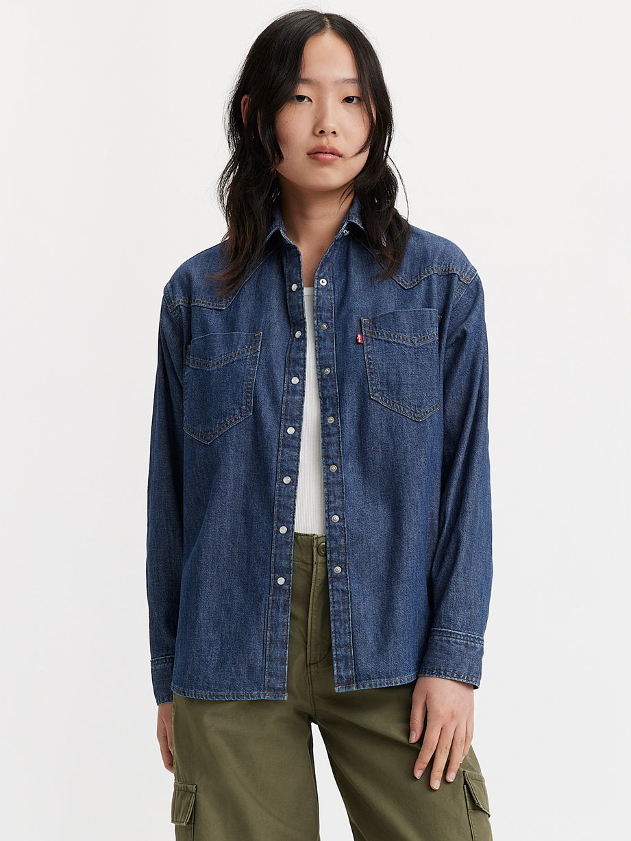 Levis Donovan Western Shirt in Air Space Blue | Denim