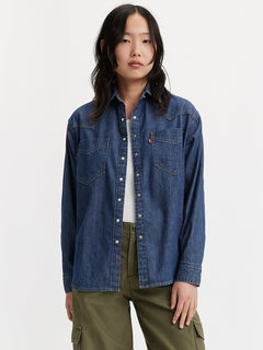 Levi's Women's Donovan Western Shirt, Long Journey 2, Blue, XS at  Women's  Clothing store