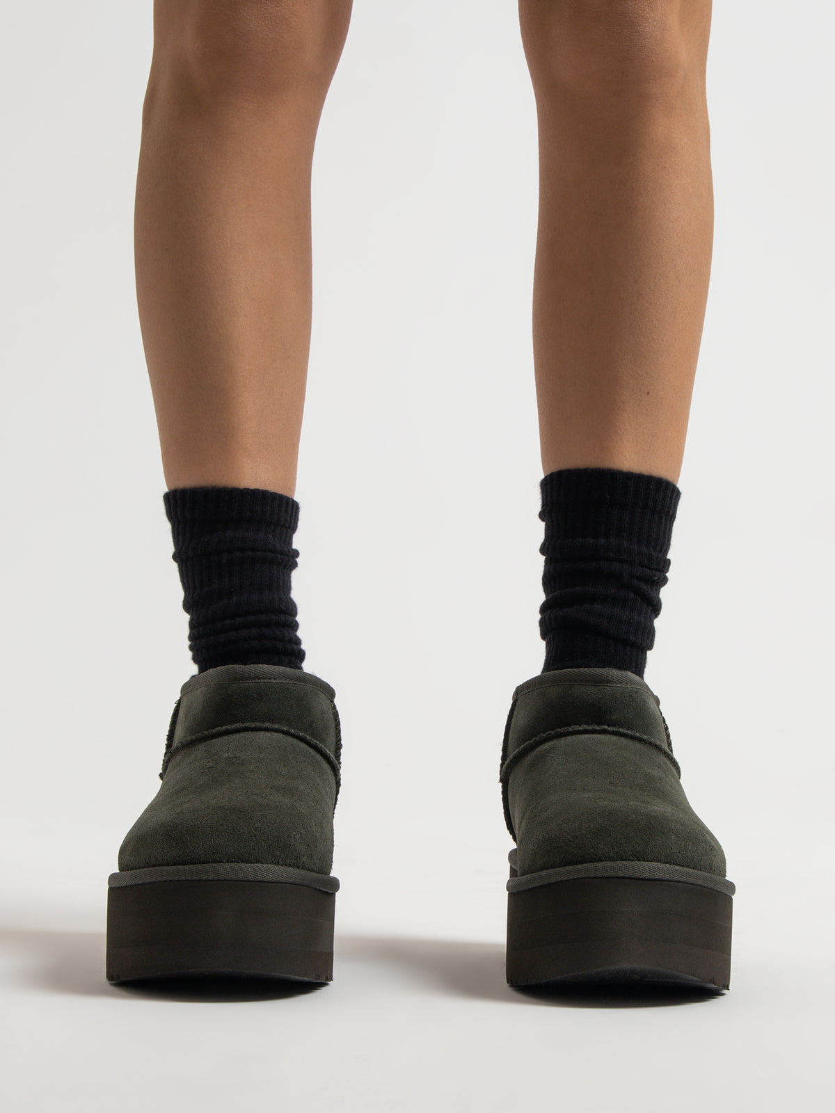 Ugg Womens Classic Ultra Mini Platform Boots in Dark Green | Dark Green