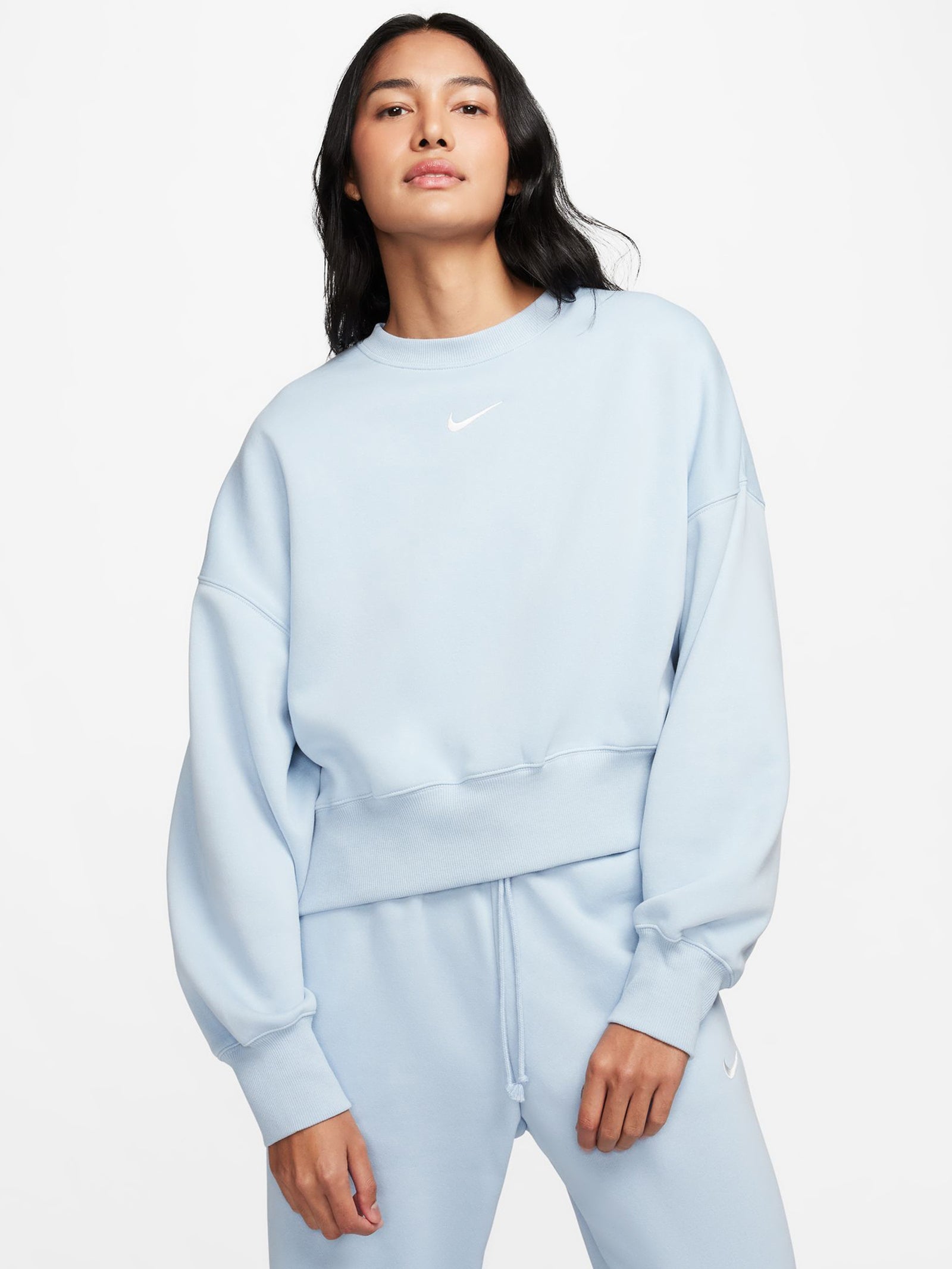 Phoenix Fleece Oversized Crew Jumper in Light Armory Blue | Glue Store