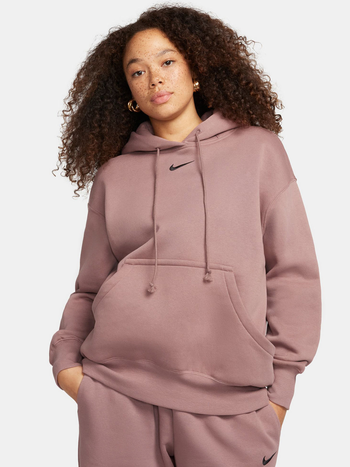 Nike Phoenix Fleece OS Hoodie | Smokey Mauve/Black