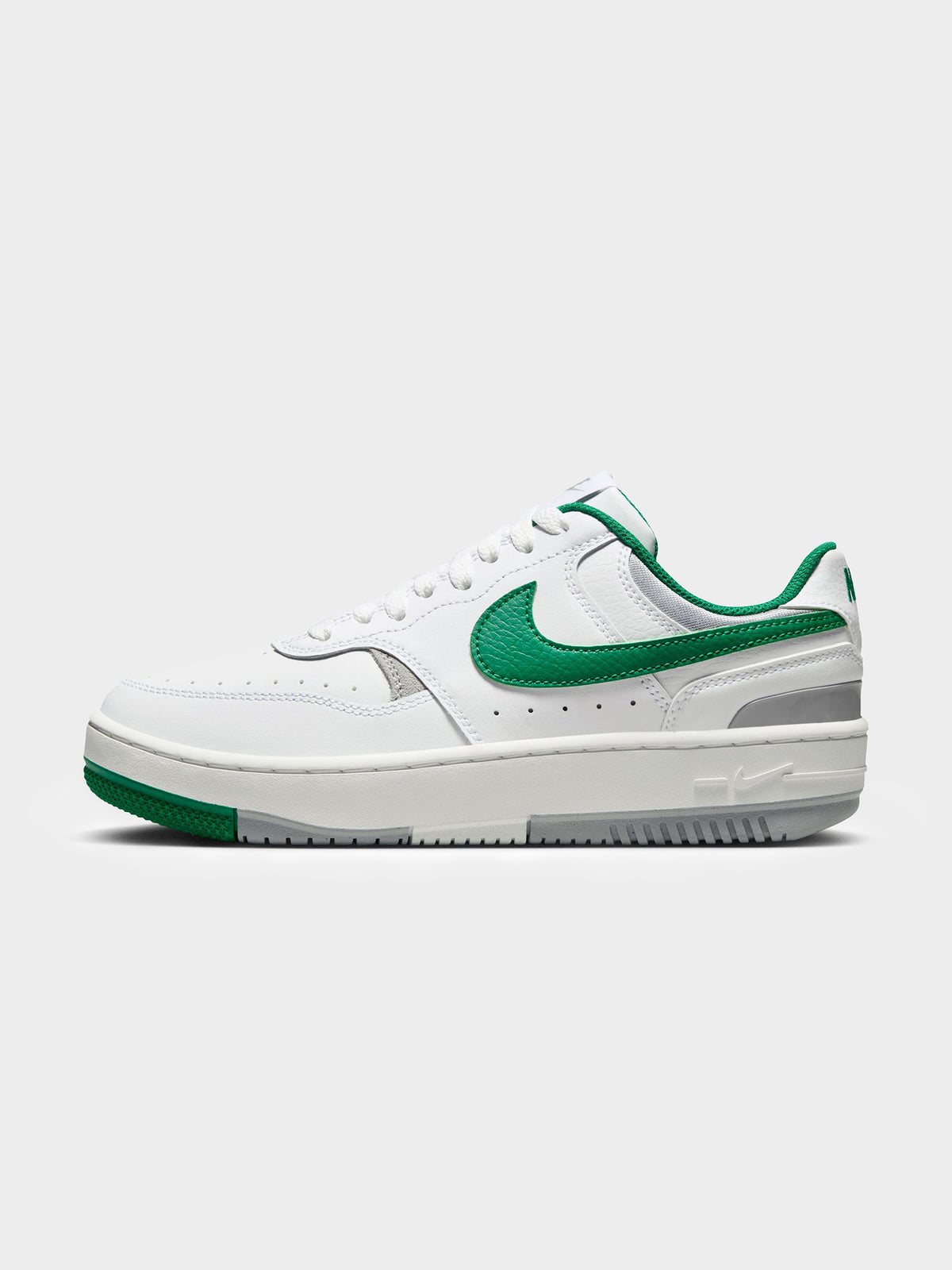 Nike Womens Gamma Force Sneakers in White & Malachite-Lt Smoke Grey | White/Malachite-Lt Smoke Grey