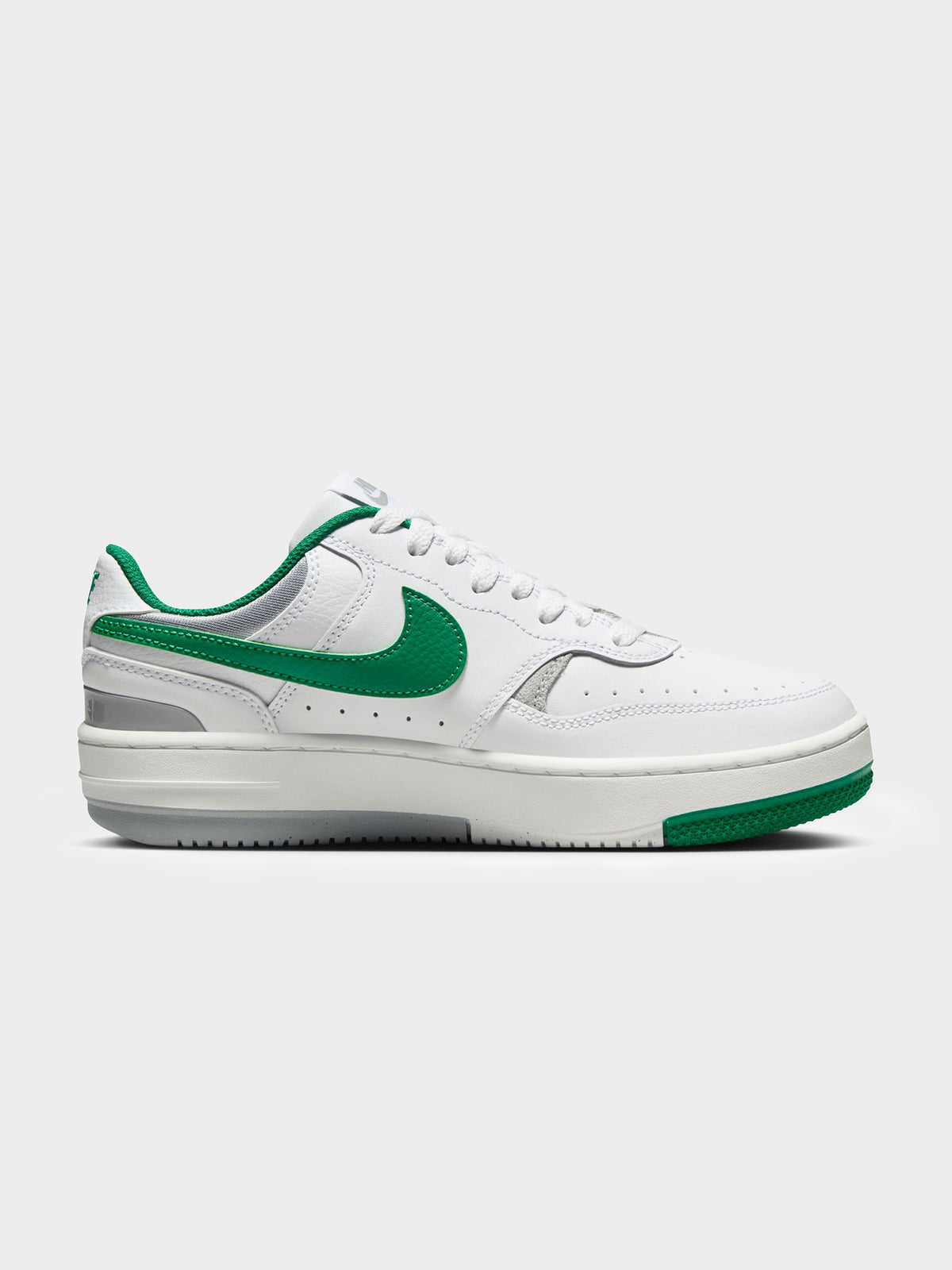 Nike Womens Gamma Force Sneakers in White & Malachite-Lt Smoke Grey | White/Malachite-Lt Smoke Grey