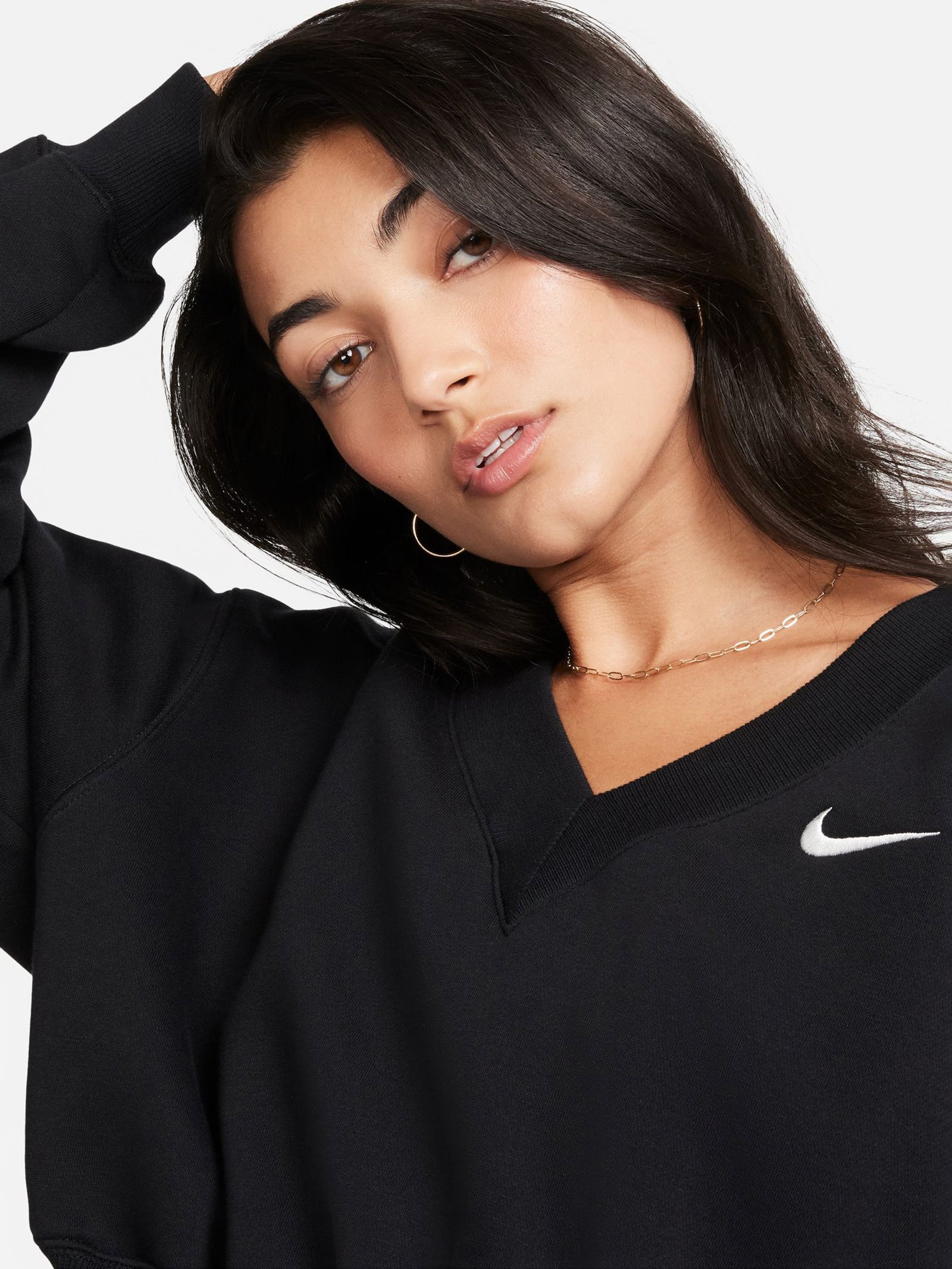 Fleece Cropped V-Neck Top