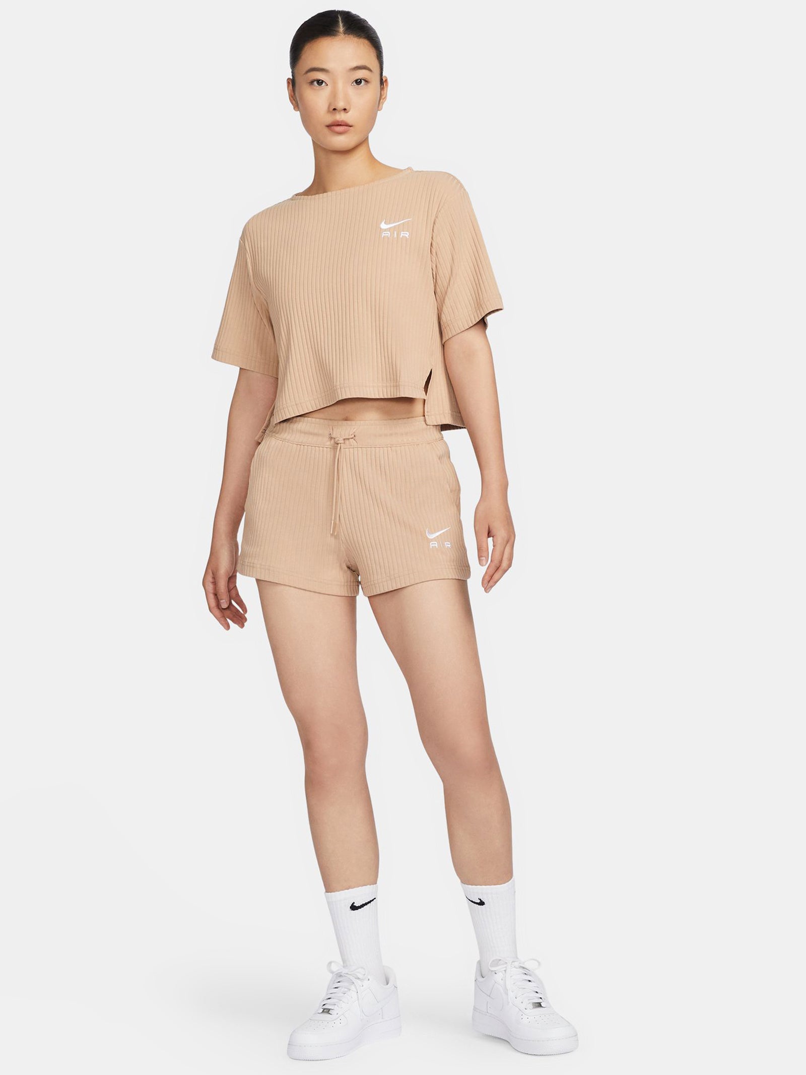 Sportswear Rib Jersey Shorts in Hemp & White - Glue Store