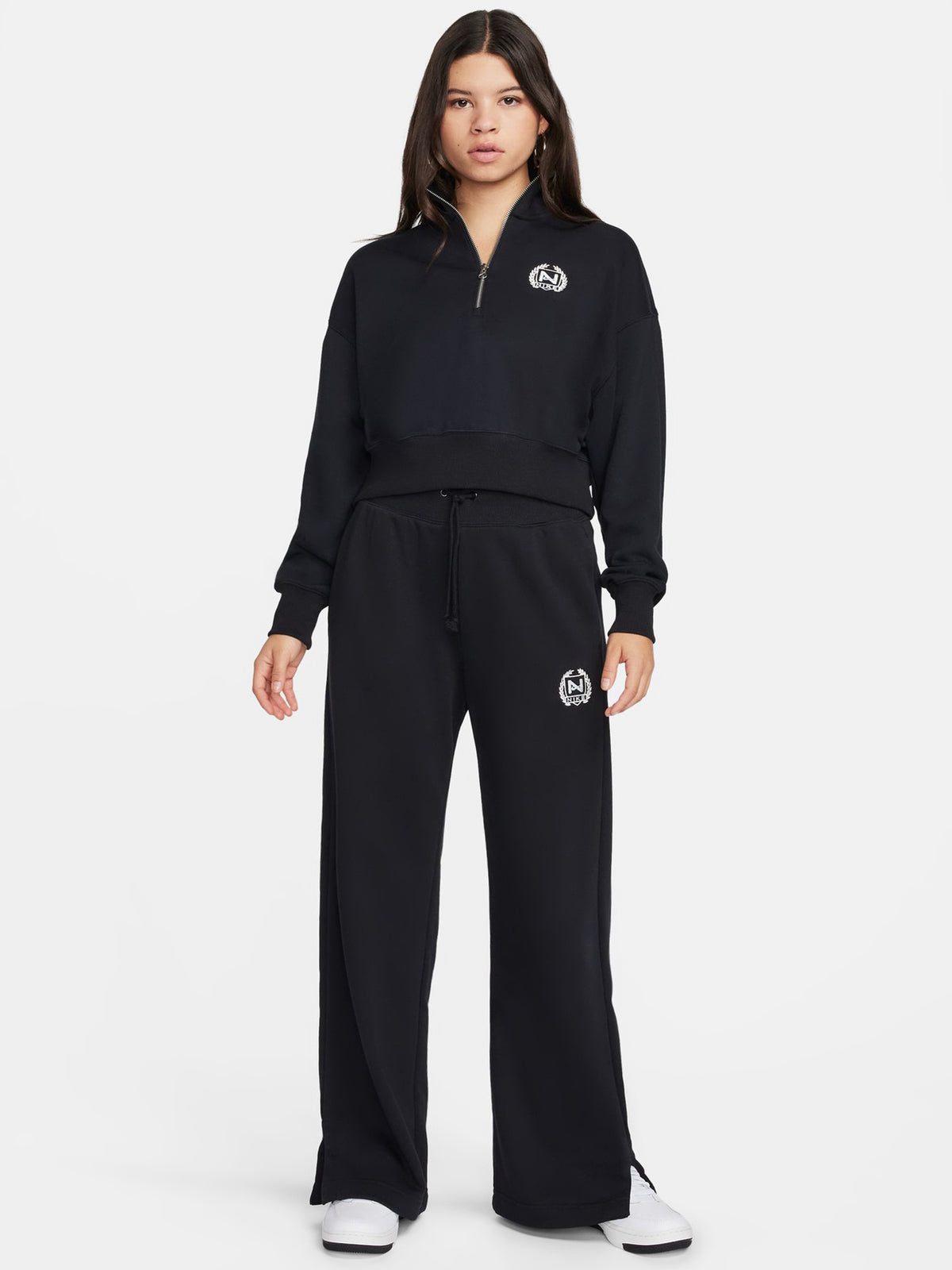 Nike Fleece QZ Crop | Black/Black