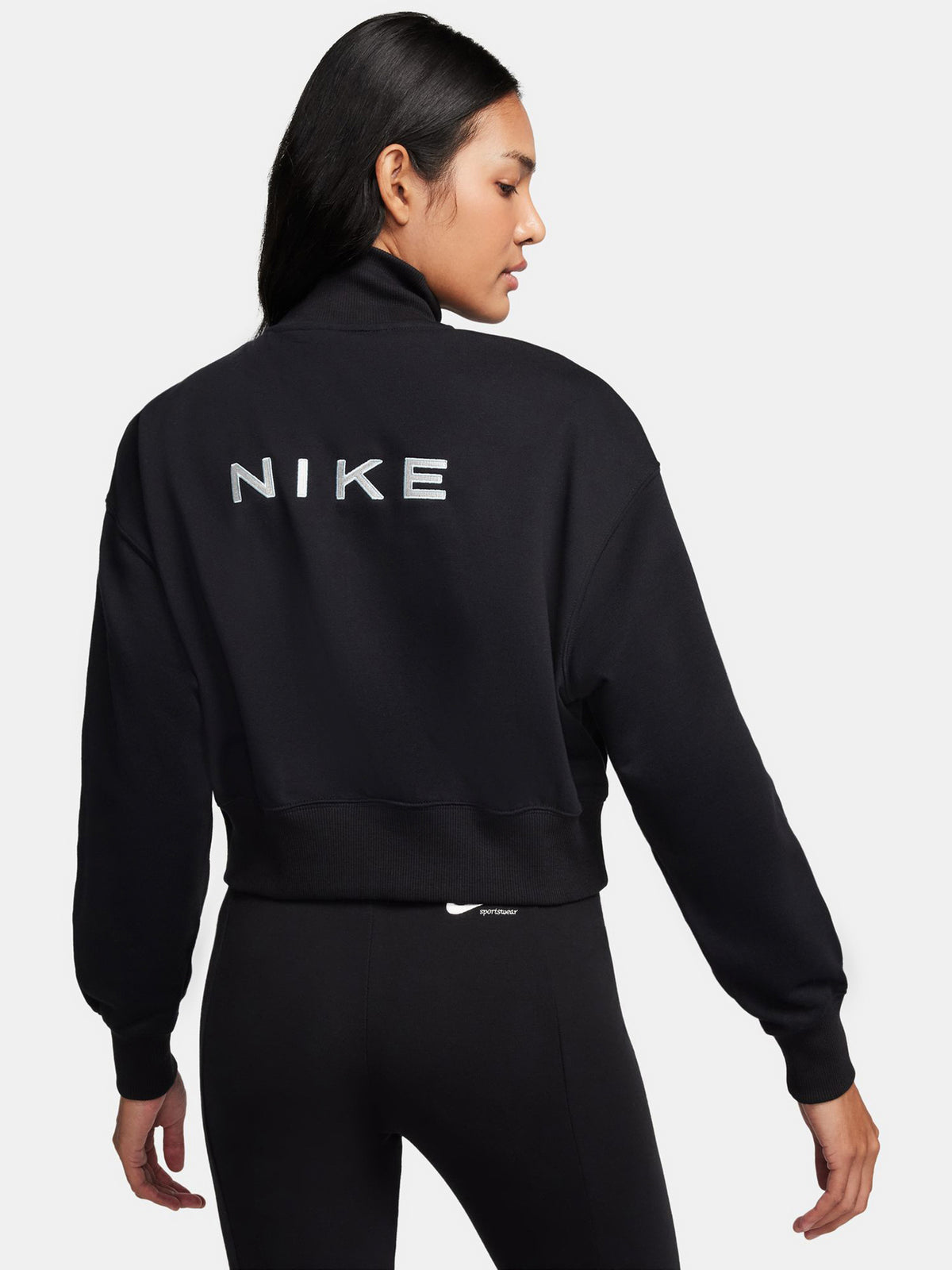 Nike Fleece QZ Crop | Black/Black