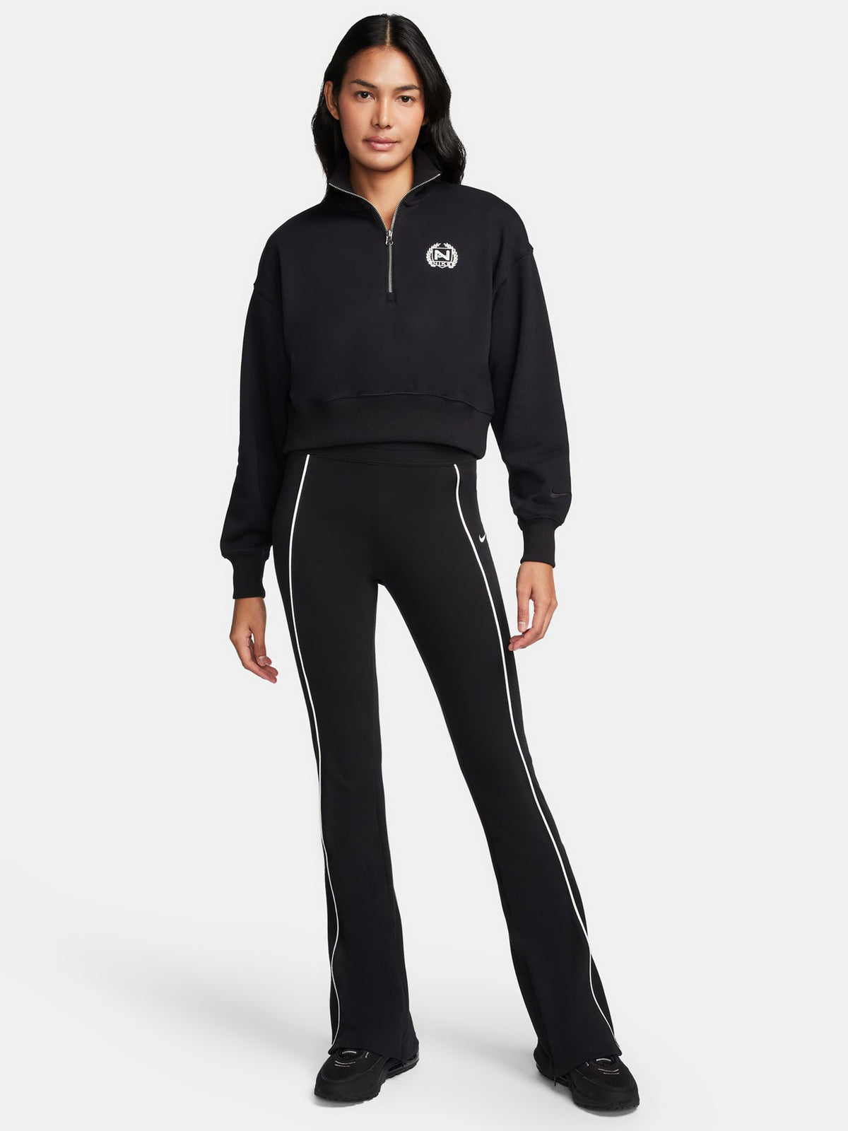 Nike Fleece QZ Crop | Black/Black