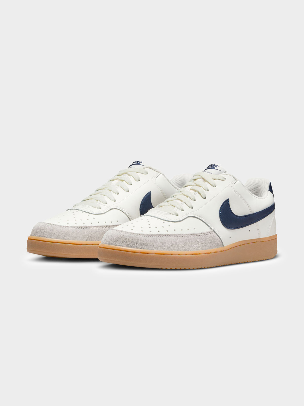 Nike Mens Court Vision Low Sneakers | Midnight Navy-Gum Light Brown