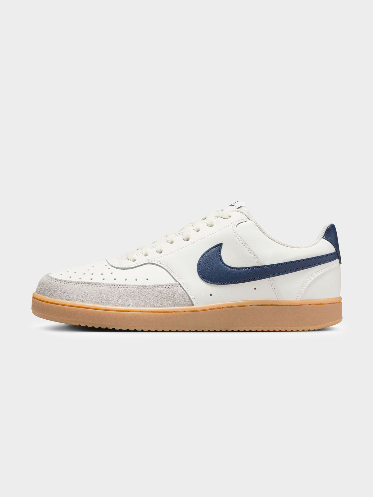 Nike Mens Court Vision Low Sneakers | Midnight Navy-Gum Light Brown