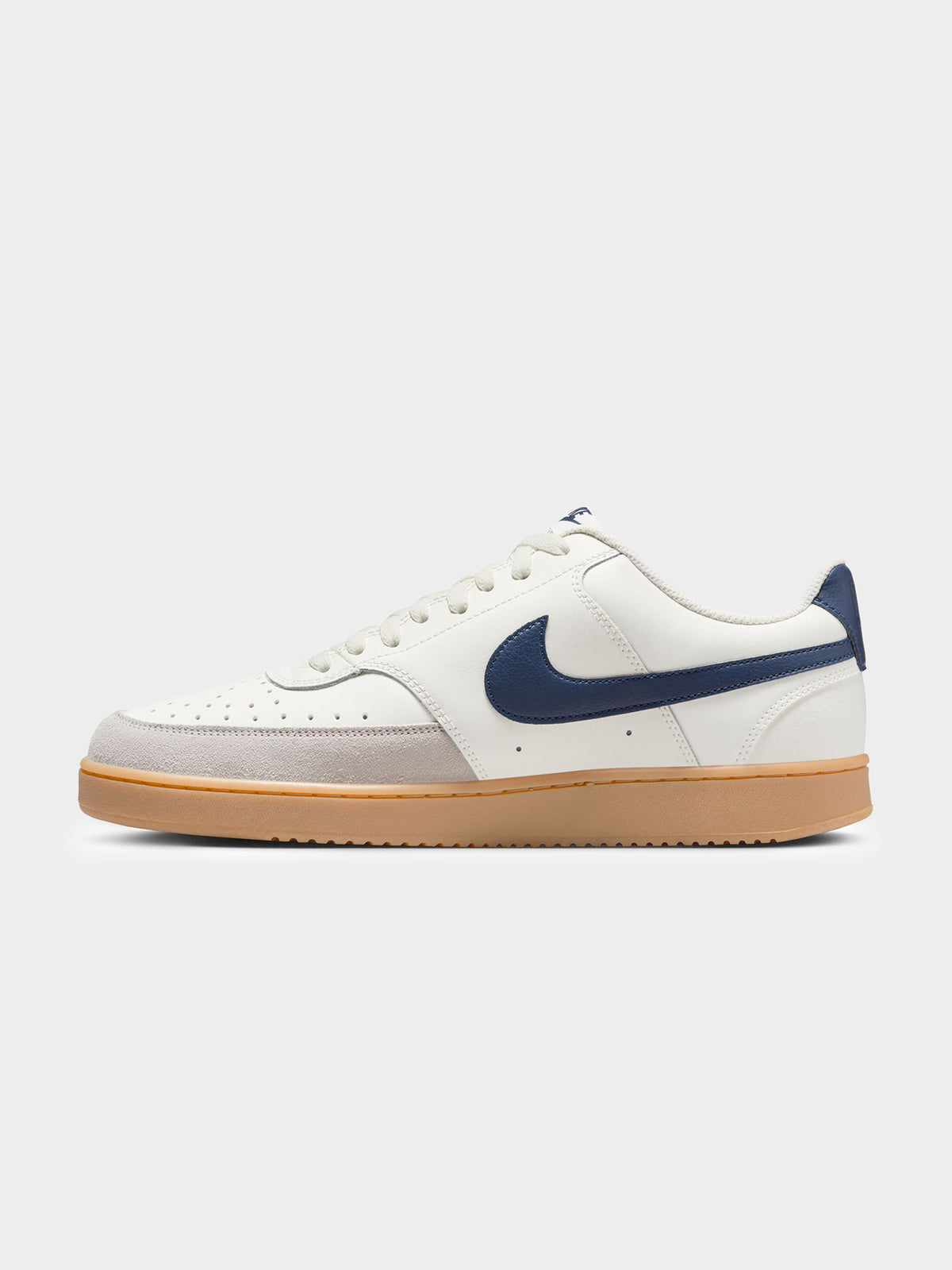 Nike Mens Court Vision Low Sneakers | Midnight Navy-Gum Light Brown