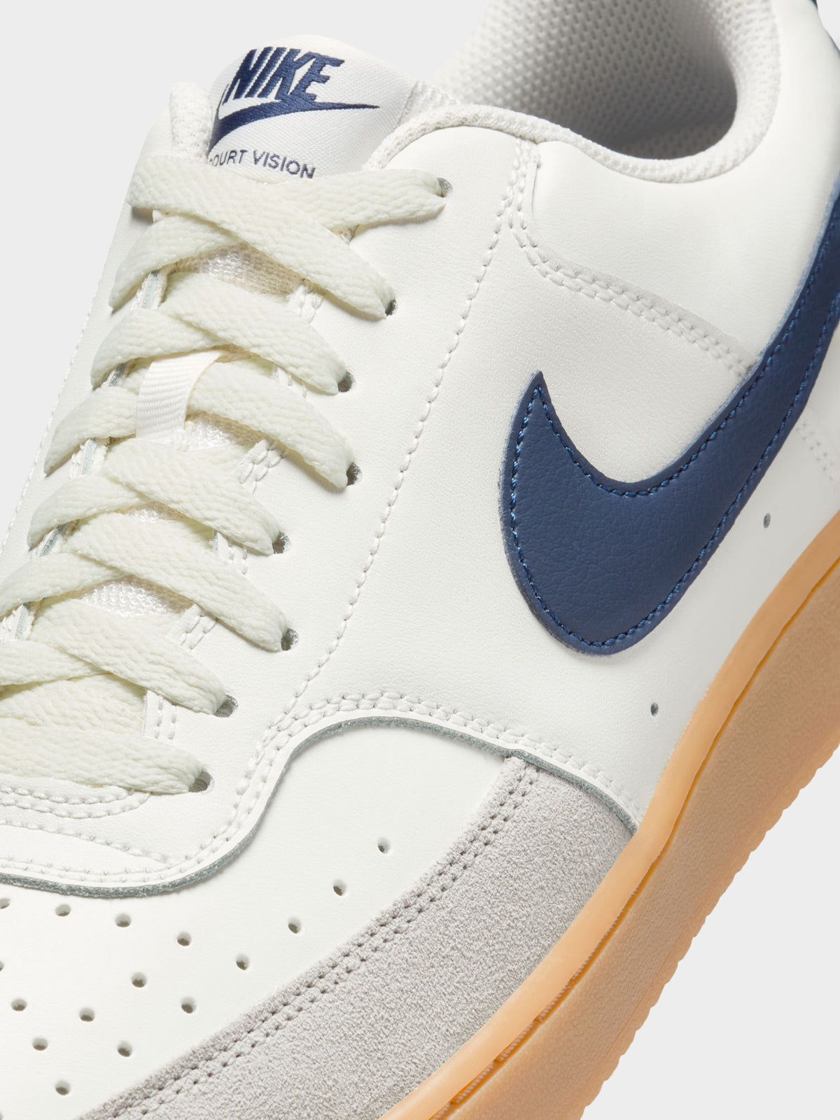 Nike Mens Court Vision Low Sneakers | Midnight Navy-Gum Light Brown