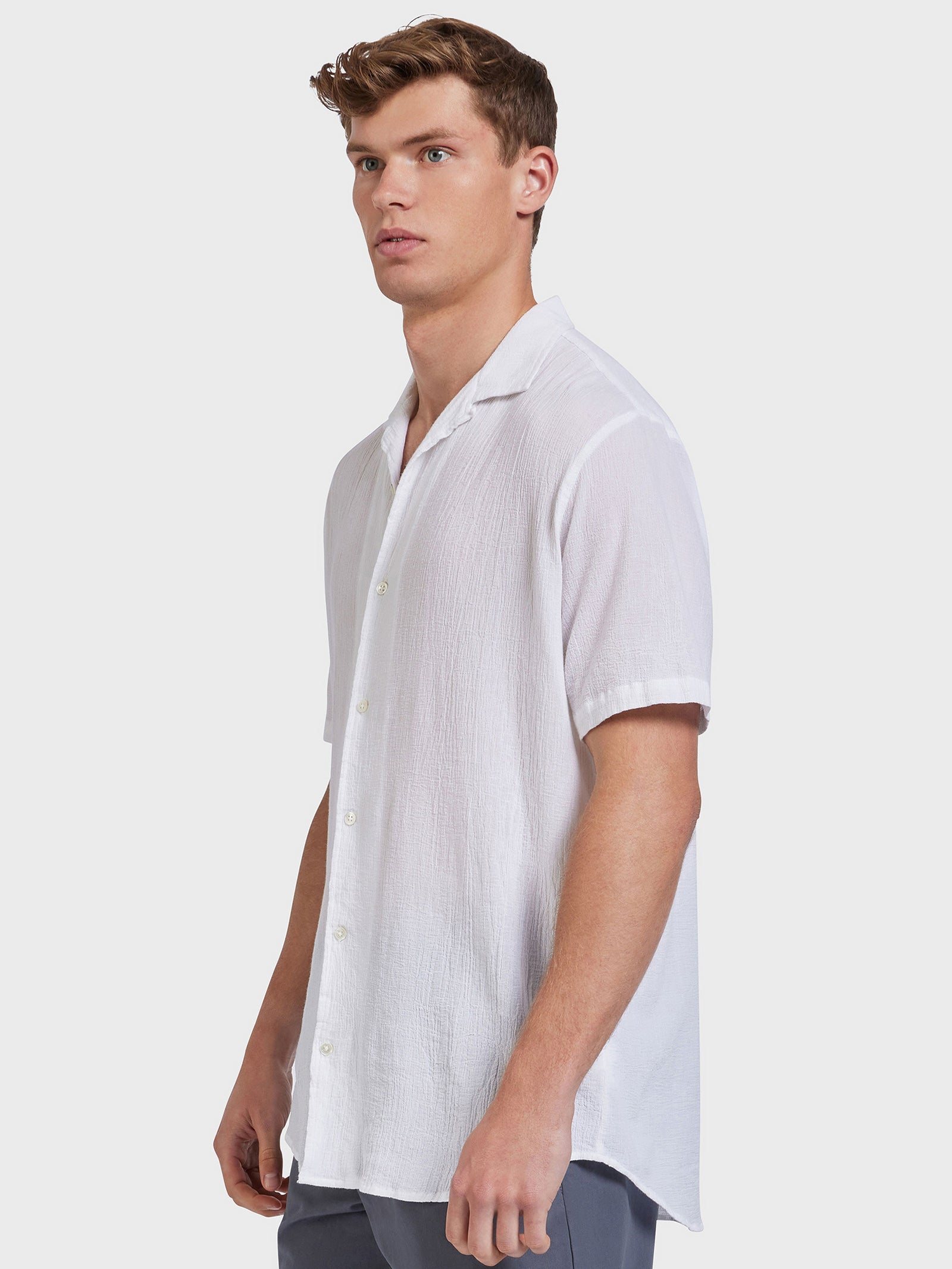 Academy brand Bedford Short Sleeve Shirt in White White | Glue Store