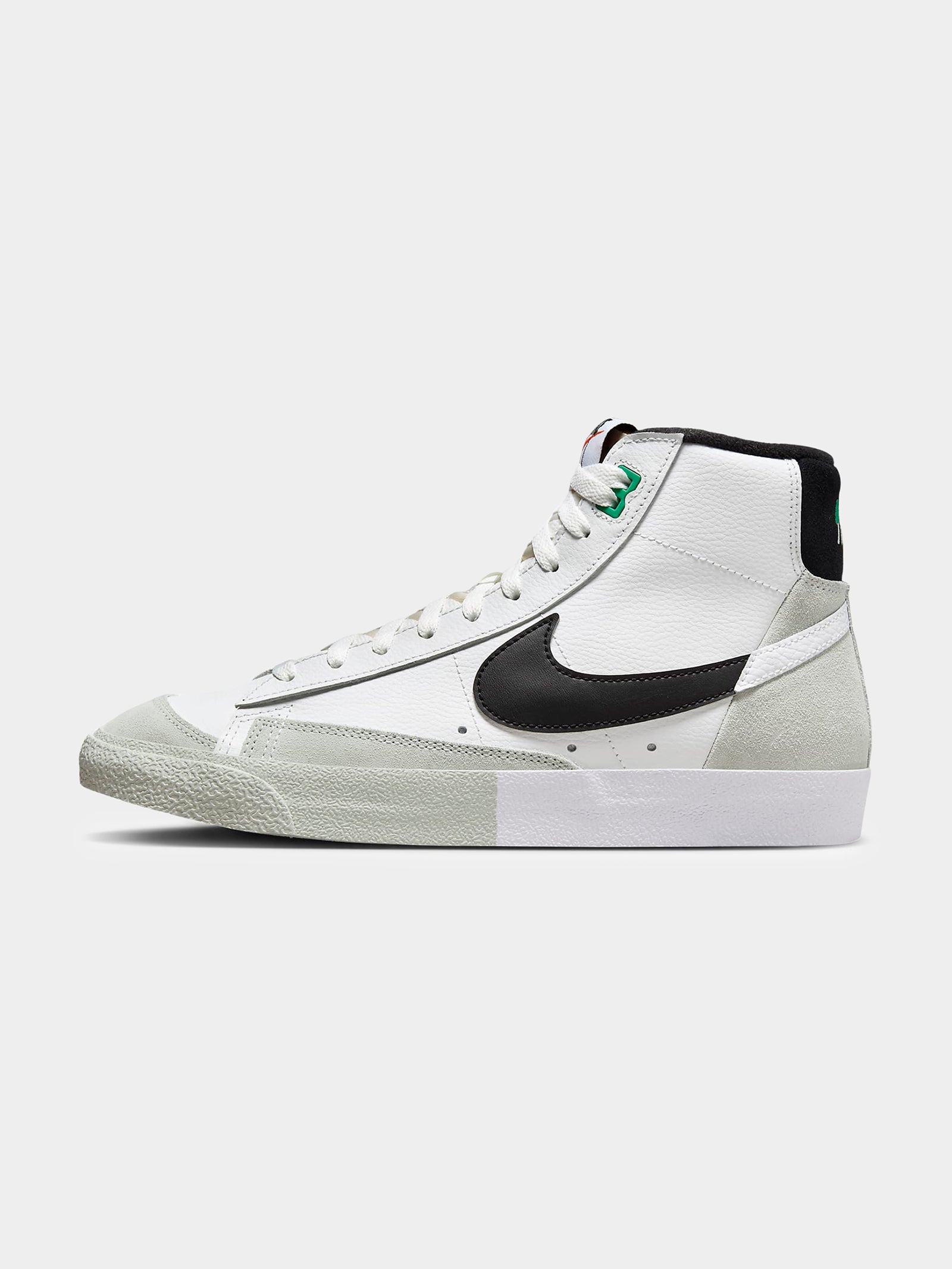 Nike Mens Blazer Mid 77 Split Sneakers in White Black Glue Store