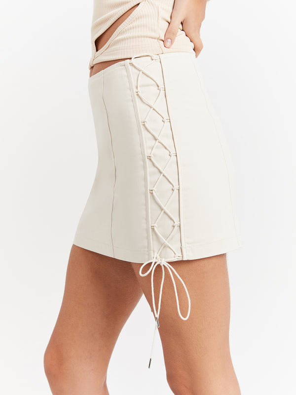 Mse Zahra Mini Skirt in Bone Bone | Glue Store